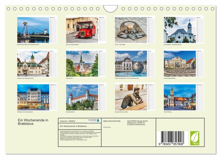 Produktbild: Ein Wochenende in Bratislava (Wandkalender 2026 DIN A4 quer), CALVENDO Monatskalender