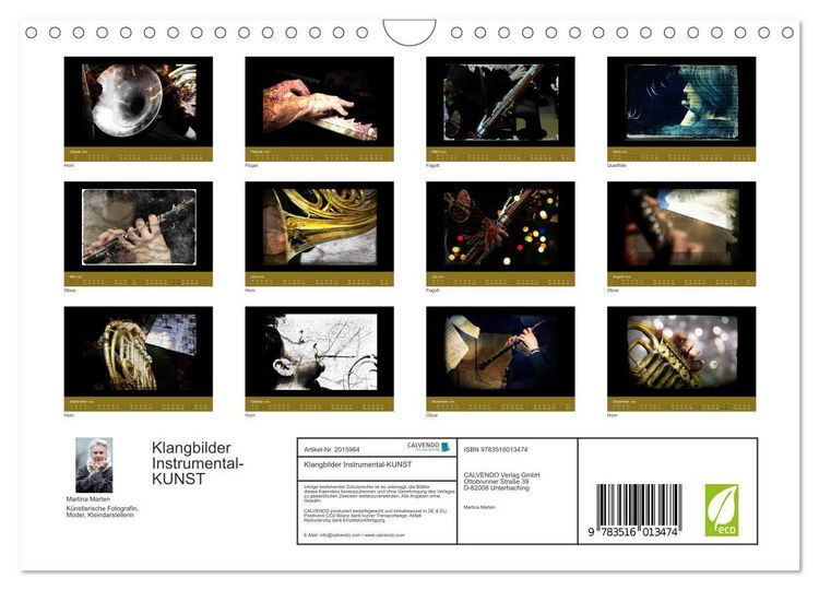 Produktbild: Klangbilder Instrumental-KUNST (Wandkalender 2026 DIN A4 quer), CALVENDO Monatskalender