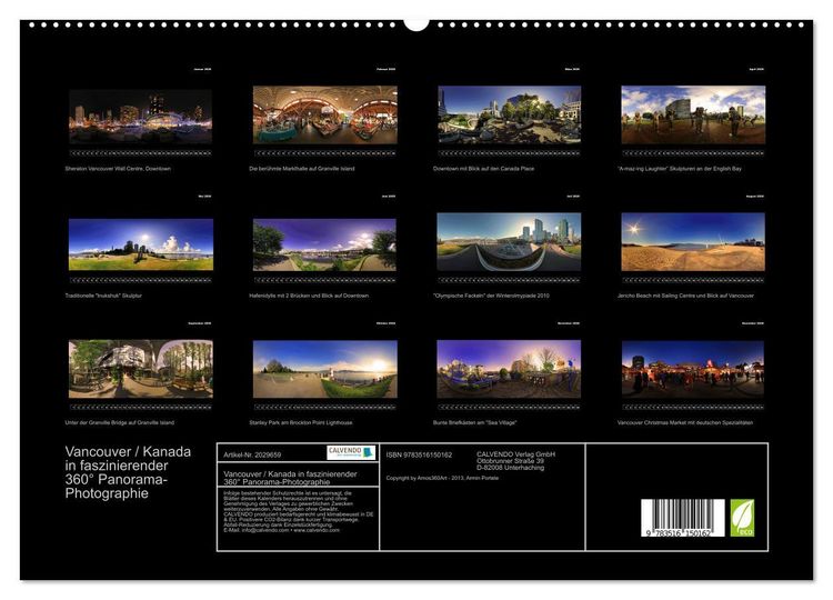Produktbild: Vancouver / Kanada in faszinierender 360&deg; Panorama-Photographie (hochwertiger Premium Wandkalender 2026 DIN A2 quer), Kunstdruck in Hochglanz