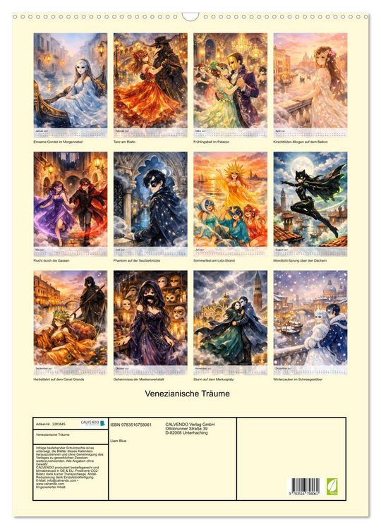 Produktbild: Venezianische Tr&auml;ume (Wandkalender 2027 DIN A2 hoch), CALVENDO Monatskalender