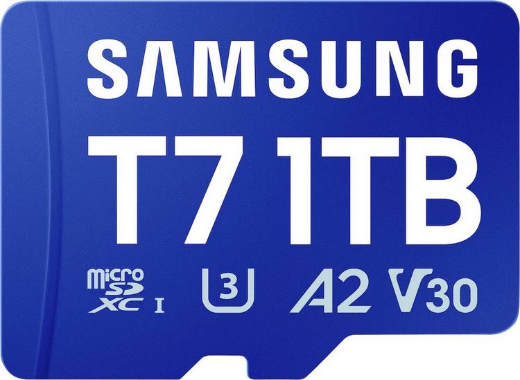Produktbild: Samsung T7 microSDXC-Karte Retail 1 TB UHS-I U3, A2 Application Performance Class, Class 10, v30 Video Speed Class