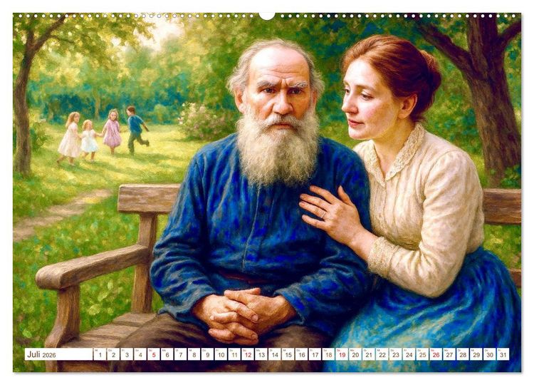 Produktbild: Leo Tolstoi (hochwertiger Premium Wandkalender 2026 DIN A2 quer), Kunstdruck in Hochglanz