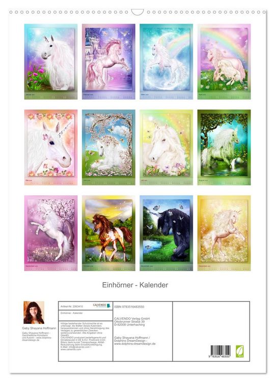 Produktbild: Einh&ouml;rner - Kalender (Wandkalender 2026 DIN A2 hoch), CALVENDO Monatskalender