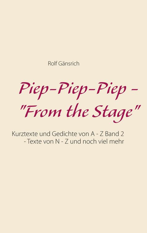Produktbild: Piep-Piep-Piep - "From the Stage"