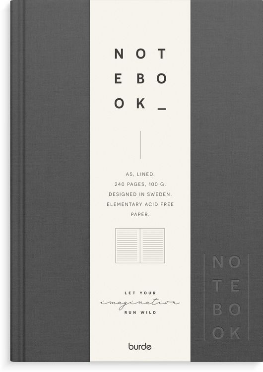Produktbild: Burde Notizbuch Textil dunkelgrau liniert A5