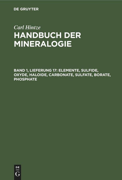 Produktbild: Elemente, Sulfide, Oxyde, Haloide, Carbonate, Sulfate, Borate, Phosphate