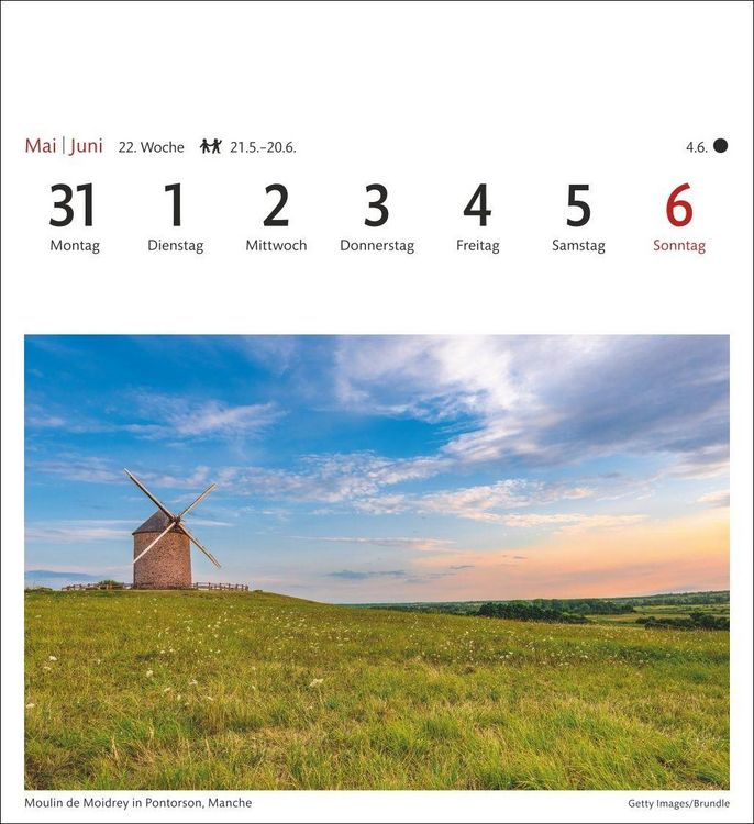 Produktbild: Bretagne & Normandie Sehnsuchtskalender 2027 - Wochenkalender mit 53 Postkarten