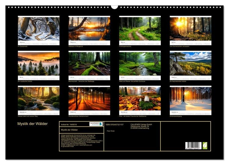 Produktbild: Mystik der W&auml;lder (Wandkalender 2026 DIN A2 quer), CALVENDO Monatskalender