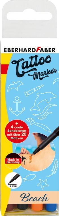 Produktbild: EBERHARD FABER Tattoo Marker, Beach (orange, blau, braun, schwarz)