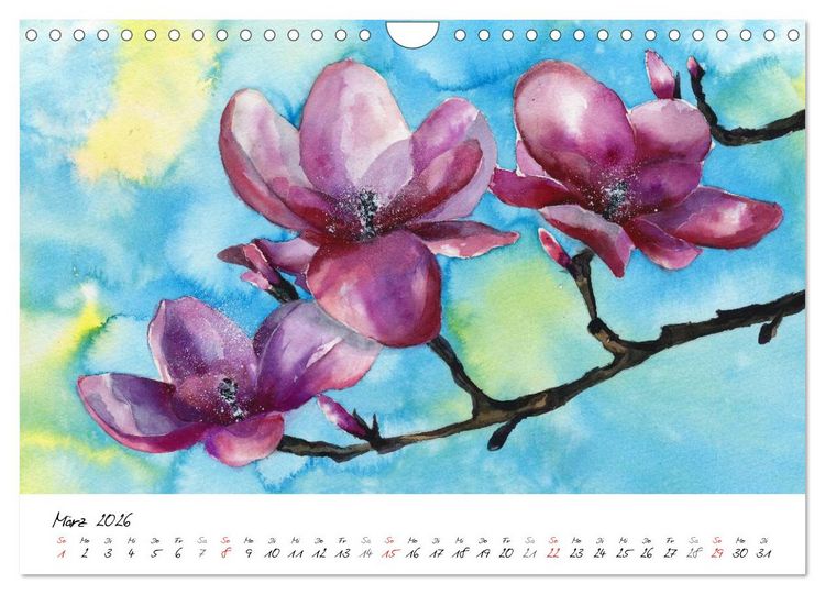 Produktbild: Blumen Bl&uuml;ten Aquarelle (Wandkalender 2026 DIN A4 quer), CALVENDO Monatskalender