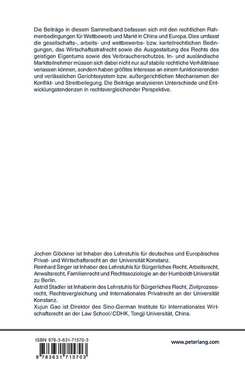 Produktbild: Rechtliche Funktionsbedingungen von M&auml;rkten und Formen der Konfliktbeilegung in China und Europa