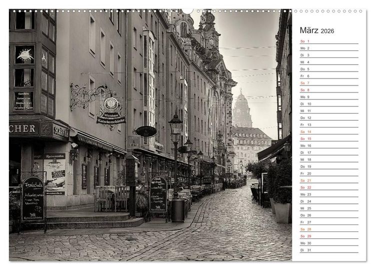 Produktbild: Dresden Schwarz-Wei&szlig; (Wandkalender 2026 DIN A2 quer), CALVENDO Monatskalender