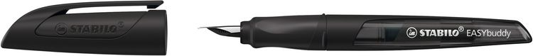 Produktbild: STABILO Schulf&uuml;ller mit Linksh&auml;nder-Feder L -   EASYbuddy Twilight Sky in schwarz/schwarz - Schreibfarbe blau (l&ouml;schbar) - Einzelstift - inkl. Patrone