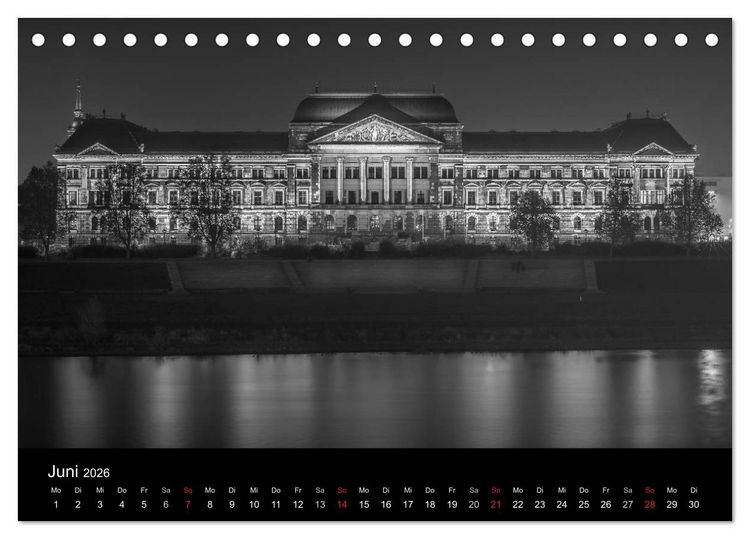 Produktbild: Dresden - Elbflorenz bei Nacht (Tischkalender 2026 DIN A5 quer), CALVENDO Monatskalender
