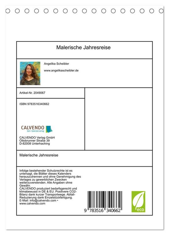 Produktbild: Malerische Jahresreise (Tischkalender 2026 DIN A5 hoch), CALVENDO Monatskalender