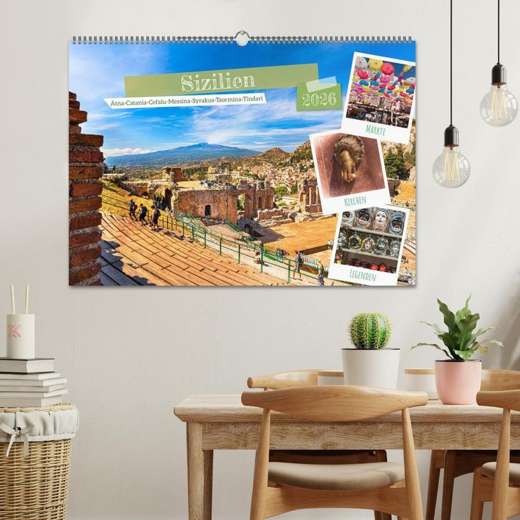 Produktbild: Sizilien, &Auml;tna-Catania-Cefalu-Messina-Syrakus-Taormina-Tindari (Wandkalender 2026 DIN A2 quer), CALVENDO Monatskalender