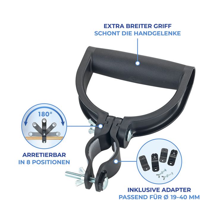 Produktbild: Universal-Griff ergonomisch 180&deg;, 2er Set, in 8 Positionen arretierbar