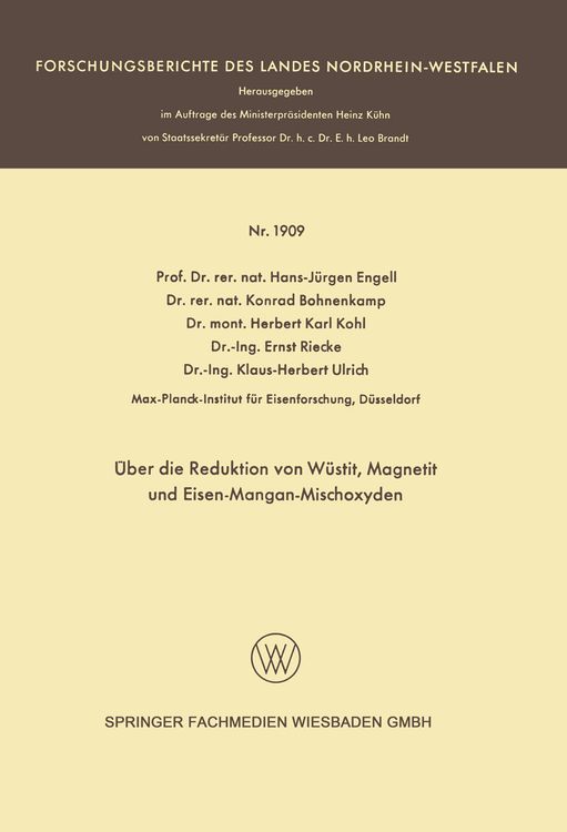 Produktbild: &Uuml;ber die Reduktion von W&uuml;stit, Magnetit und Eisen-Mangan-Mischoxyden