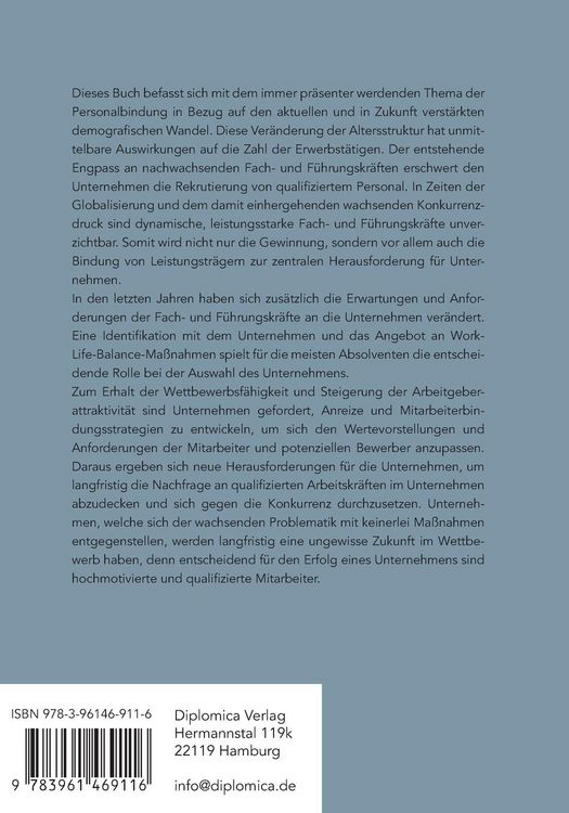 Produktbild: Personalbindung im demografischen Wandel: Die entscheidende Rolle der Mitarbeiterbindung f&uuml;r den Unternehmenserfolg