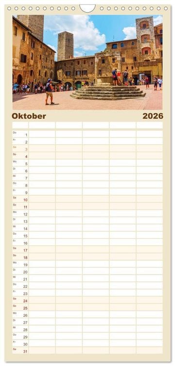 Produktbild: Familienplaner 2026 - San Gimignano, die Stadt der T&uuml;rme mit 5 Spalten (Wandkalender, 21 x 45 cm) CALVENDO