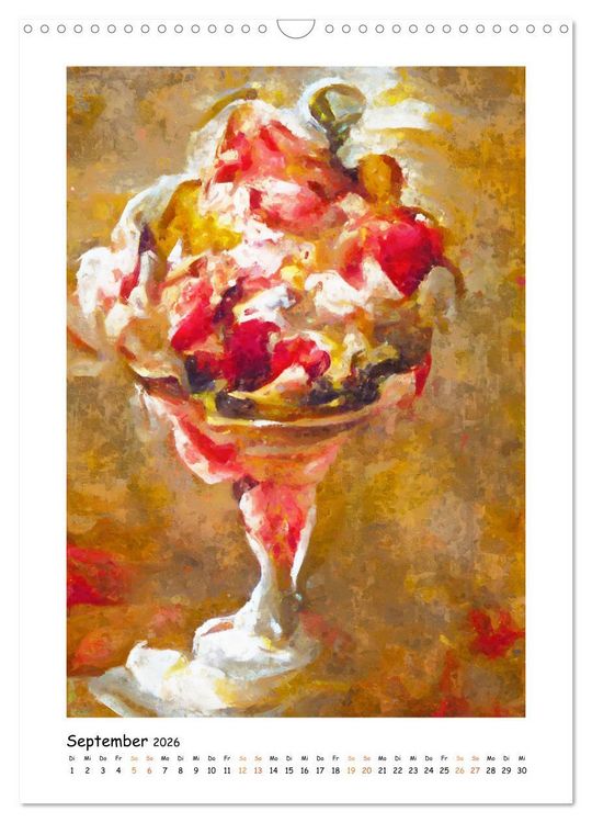 Produktbild: Eisbecher-Tr&auml;ume - Kunstvoll gemalte Eiskreationen in Acryl (Wandkalender 2026 DIN A3 hoch), CALVENDO Monatskalender
