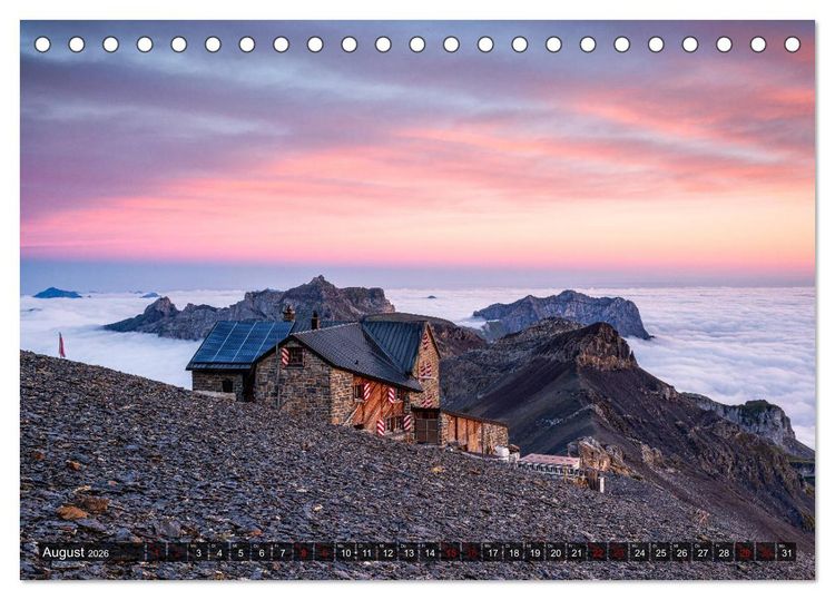 Produktbild: H&uuml;ttenzauber: Bergh&uuml;tten in den Alpen (Tischkalender 2026 DIN A5 quer), CALVENDO Monatskalender
