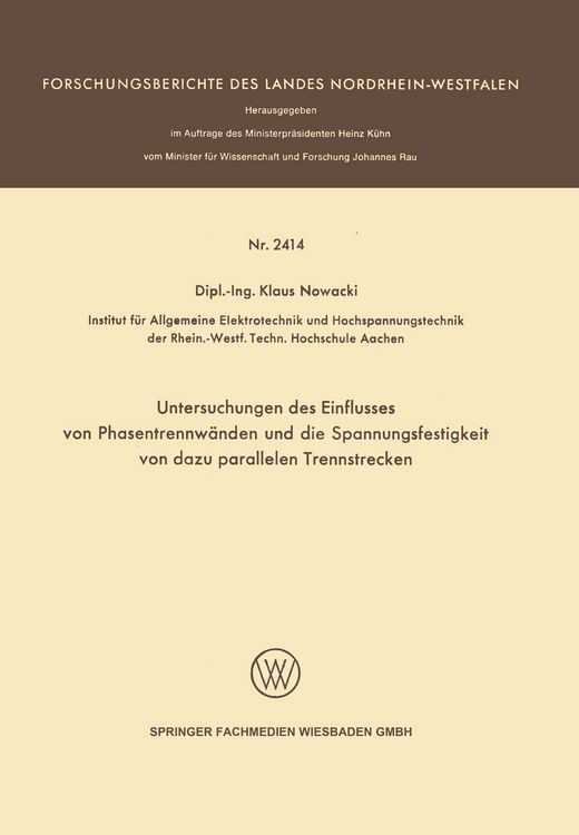 Produktbild: Untersuchungen des Einflusses von Phasentrennw&auml;nden und die Spannungsfestigkeit von dazu parallelen Trennstrecken