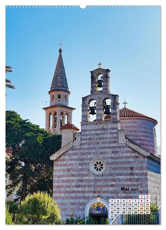 Produktbild: Kirchen rund um die Bucht von Kotor und in Budva (Wandkalender 2027 DIN A2 hoch), CALVENDO Monatskalender