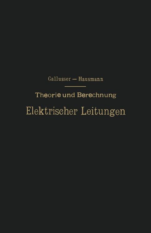 Produktbild: Theorie und Berechnung Elektrischer Leitungen