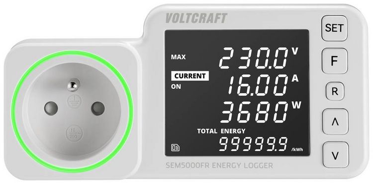 Produktbild: VOLTCRAFT SEM5000 FR Energiekosten-Messger&auml;t Kostenprognose, Alarmfunktion, Stromtarif einstellbar, Datenloggerfunktion