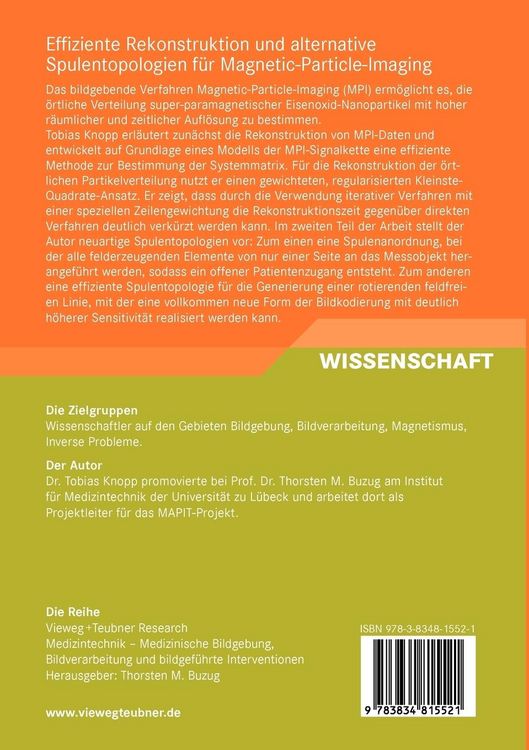 Produktbild: Effiziente Rekonstruktion und alternative Spulentopologien f&uuml;r Magnetic-Particle-Imaging