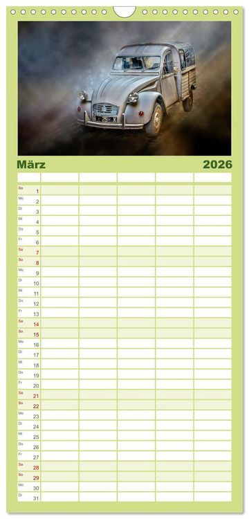 Produktbild: Familienplaner 2026 - Die Ente - Citro&euml;n 2CV mit 5 Spalten (Wandkalender, 21 x 45 cm) CALVENDO