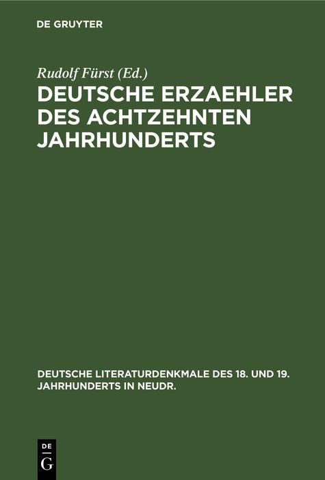 Produktbild: Deutsche Erzaehler des achtzehnten Jahrhunderts