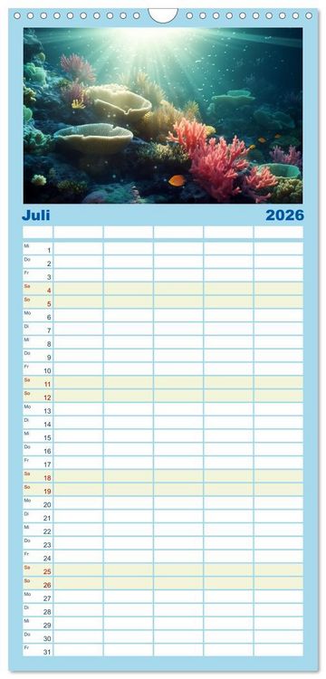 Produktbild: Familienplaner 2026 - Fantasie bei die Fische! mit 5 Spalten (Wandkalender, 21 x 45 cm) CALVENDO