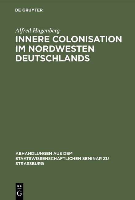 Produktbild: Innere Colonisation im Nordwesten Deutschlands