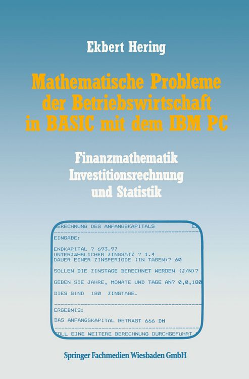 Produktbild: Mathematische Probleme der Betriebswirtschaft in BASIC mit dem IBM PC