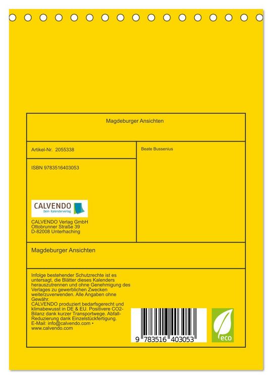 Produktbild: Magdeburger Ansichten (Tischkalender 2026 DIN A5 hoch), CALVENDO Monatskalender