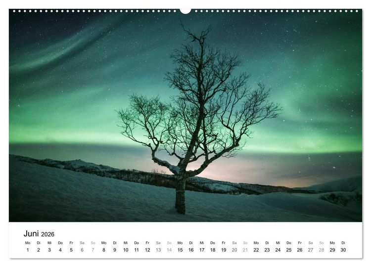 Produktbild: Nordlichter - Farbenspiel am arktischen Nachthimmel (hochwertiger Premium Wandkalender 2026 DIN A2 quer), Kunstdruck in Hochglanz