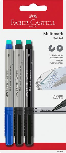 Produktbild: Faber-Castell Marker Multimark 2x non-permanent + 1x permanent BK