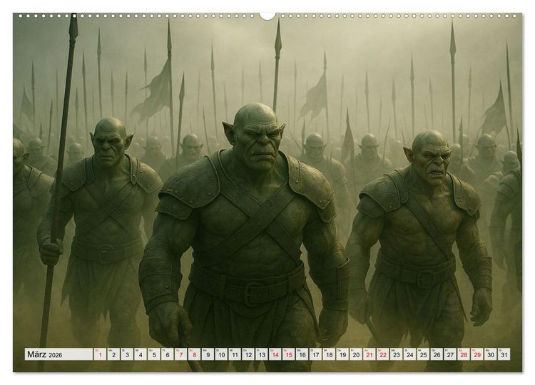 Produktbild: Erbe der Orks. Feuer und Schatten (hochwertiger Premium Wandkalender 2026 DIN A2 quer), Kunstdruck in Hochglanz