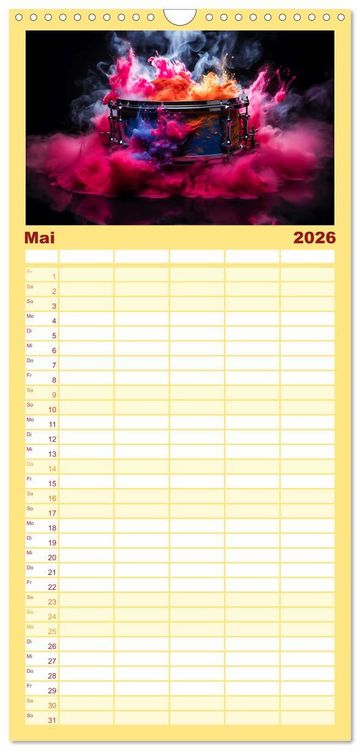 Produktbild: Familienplaner 2026 - Konzert der Farben mit 5 Spalten (Wandkalender, 21 x 45 cm) CALVENDO