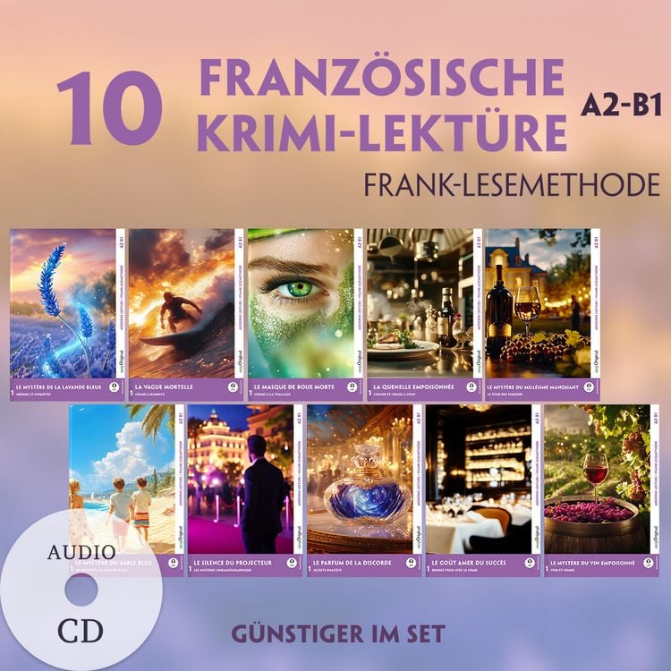 Produktbild: 10 Franz&ouml;sische Krimi-Lekt&uuml;re A2-B1 (10 B&uuml;cher + 10 Audio-CDs)