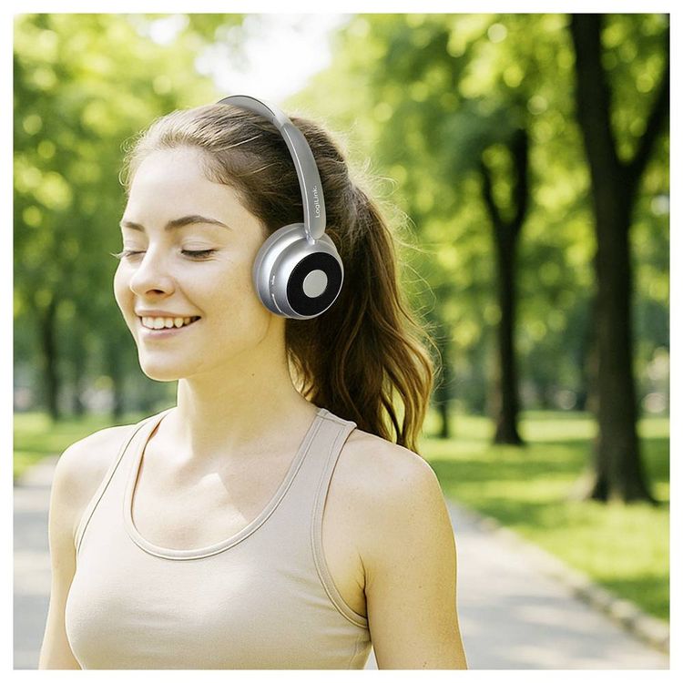 Produktbild: LogiLink BT0072BR Over Ear Kopfh&ouml;rer Bluetooth&reg; Silber