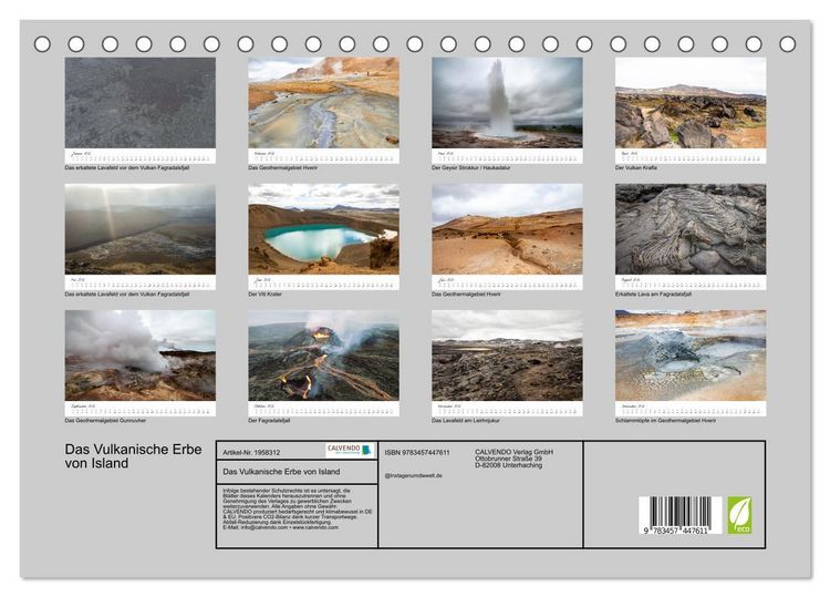 Produktbild: Das Vulkanische Erbe von Island (Tischkalender 2026 DIN A5 quer), CALVENDO Monatskalender