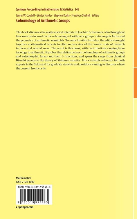 Produktbild: Cohomology of Arithmetic Groups