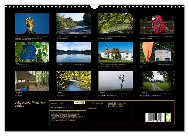 Produktbild: Jakobsweg M&uuml;nchen-Lindau (Wandkalender 2026 DIN A3 quer), CALVENDO Monatskalender
