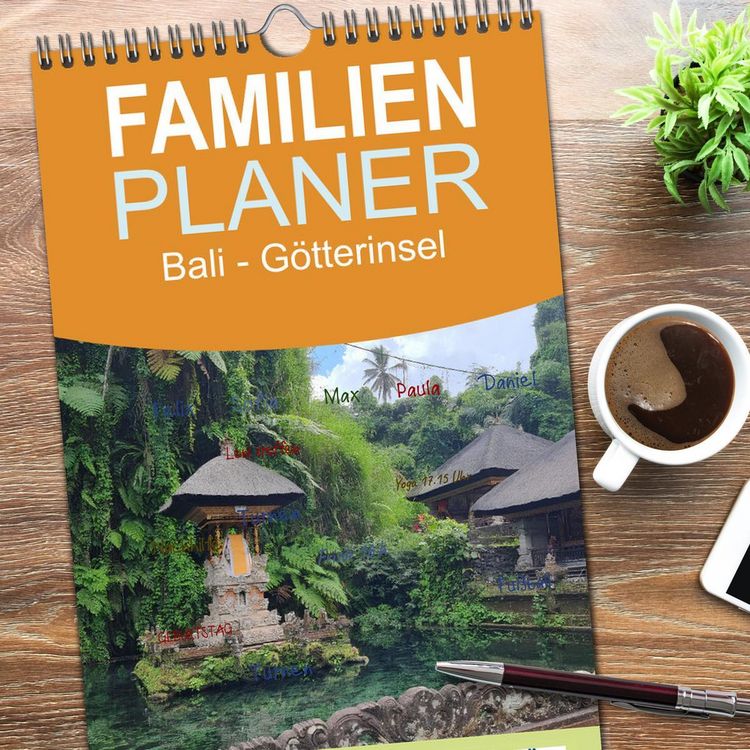 Produktbild: Familienplaner 2026 - Bali - G&ouml;tterinsel mit 5 Spalten (Wandkalender, 21 x 45 cm) CALVENDO