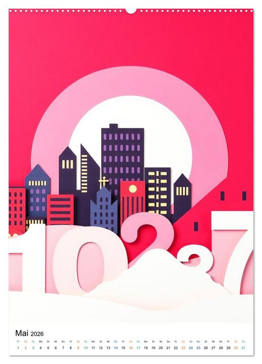 Produktbild: Kunterbunte Paperwelt - Buchstaben, Zahlen und Vieles mehr (hochwertiger Premium Wandkalender 2026 DIN A2 hoch), Kunstdruck in Hochglanz