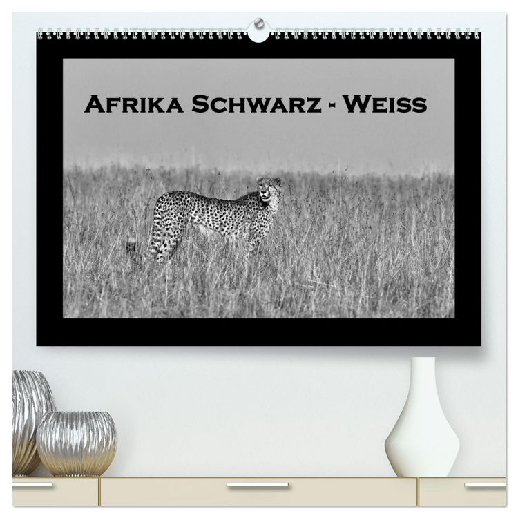 Produktbild: Afrika Schwarz - Weiss (hochwertiger Premium Wandkalender 2026 DIN A2 quer), Kunstdruck in Hochglanz