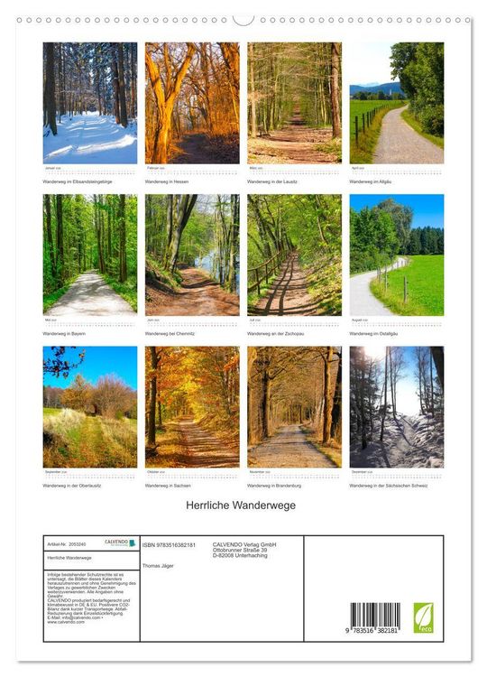 Produktbild: Herrliche Wanderwege (hochwertiger Premium Wandkalender 2026 DIN A2 hoch), Kunstdruck in Hochglanz